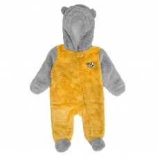 Newborn & Малышам Nashville Predators Gold Game Nap Teddy Fleece Bunting Full-Zip Sleeper