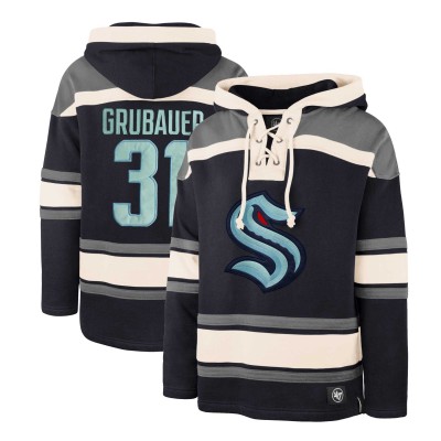 Толстовка Philipp Grubauer Seattle Kraken 47 Player Lacer - Deep Sea Blue