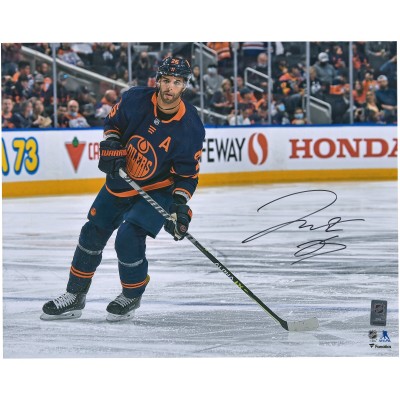Autographed Edmonton Oilers Darnell Nurse Fanatics Authentic 16 x 20 Navy Alternate Jersey Photograph