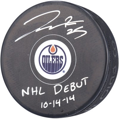 Шайба с автографом Darnell Nurse Edmonton Oilers Fanatics Authentic Autographed with NHL DEBUT 10-14-14 Inscription