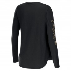 Vegas Golden Knights WEAR by Erin Andrews Womens Team Scoop Neck Long Sleeve T-Shirt - Black