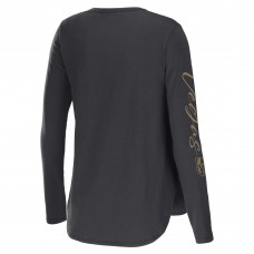 Vegas Golden Knights WEAR by Erin Andrews Womens Plus Size Scoop Neck Long Sleeve T-Shirt - Charcoal