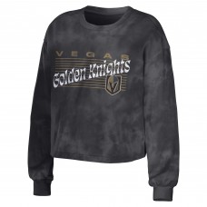 Vegas Golden Knights WEAR by Erin Andrews Womens Tie-Dye Cropped Pullover Sweatshirt & Shorts Lounge Set - Charcoal