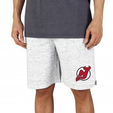 New Jersey Devils Concepts Sport Throttle Knit Jam Shorts - White/Charcoal