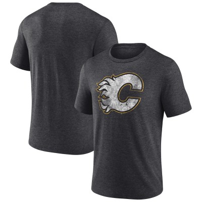 Calgary Flames Charcoal Wraparound Tri-Blend T-Shirt
