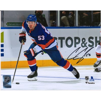 Autographed New York Islanders Casey Cizikas Fanatics Authentic 8 x 10 Royal Jersey Skating with Puck Photograph