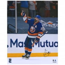 Autographed New York Islanders Cal Clutterbuck Fanatics Authentic 16 x 20 Blue Jersey Celebration Photograph
