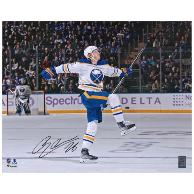 Autographed Buffalo Sabres Rasmus Dahlin Fanatics Authentic 16 x 20 White Jersey Celebration Photograph