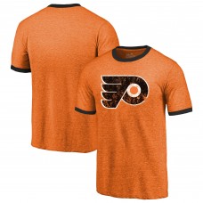 Philadelphia Flyers Majestic Threads Ringer Contrast Tri-Blend T-Shirt - Heathered Orange