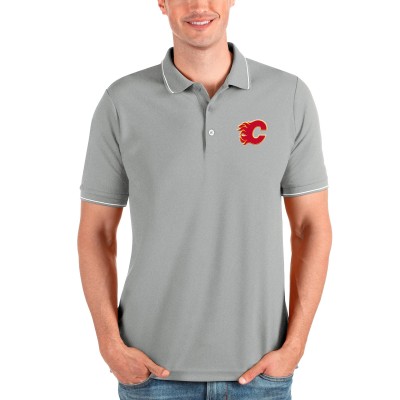 Поло Calgary Flames Antigua Affluent - Heathered Gray