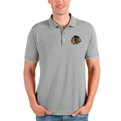 Поло Chicago Blackhawks Antigua Affluent - Heathered Gray
