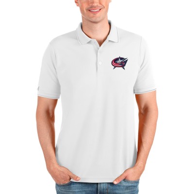 Columbus Blue Jackets Antigua White Affluent Polo
