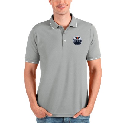 Поло Edmonton Oilers Antigua Affluent - Heathered Gray