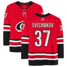 Игровая джерси Autographed Carolina Hurricanes Andrei Svechnikov Red Fanatics Authentic adidas Authentic