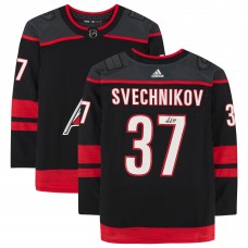 Игровая джерси Autographed Carolina Hurricanes Andrei Svechnikov Black Fanatics Authentic adidas Authentic