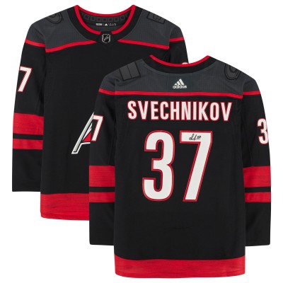 Игровая джерси Autographed Carolina Hurricanes Andrei Svechnikov Black Fanatics Authentic adidas Authentic