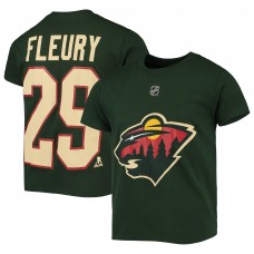 Подростковая Minnesota Wild Marc-Andre Fleury Green Player Name & Number T-Shirt