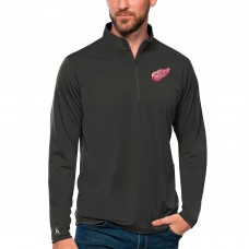 Detroit Red Wings Antigua Tribute Quarter-Zip Pullover Top - Charcoal