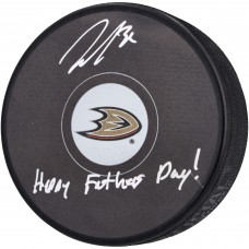 John Gibson Anaheim Ducks Autographed Fanatics Authentic Hockey Puck with Happy Fathers Day! Inscription