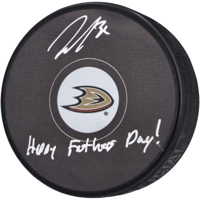 John Gibson Anaheim Ducks Autographed Fanatics Authentic Hockey Puck with Happy Fathers Day! Inscription
