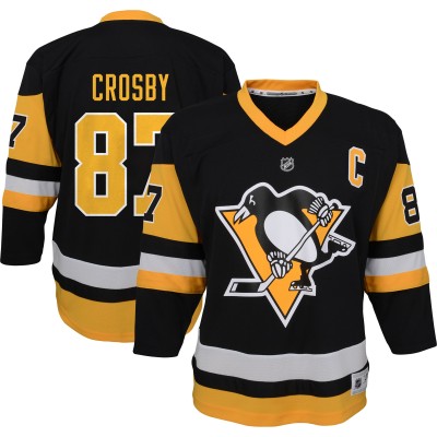 Игровая джерси Sidney Crosby Pittsburgh Penguins Youth Captain Patch Home Replica- Black