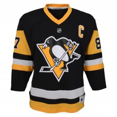 Игровая джерси Sidney Crosby Pittsburgh Penguins Youth Captain Patch Home Replica- Black
