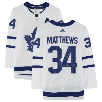 Игровая джерси Autographed Toronto Maple Leafs Auston Matthews Fanatics Authentic White adidas Authentic with 21/22 Rocket Richard Inscription