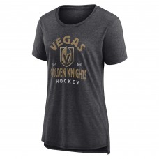 Vegas Golden Knights Womens Vintage Arch Tri-Blend T-Shirt - Heather Charcoal