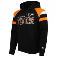 Philadelphia Flyers Starter Draft Fleece Raglan Pullover Hoodie - Black/Orange