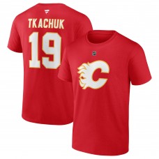 Calgary Flames Matthew Tkachuk Fanatics Red Authentic Stack Name & Number T-Shirt
