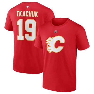 Calgary Flames Matthew Tkachuk Fanatics Red Authentic Stack Name & Number T-Shirt