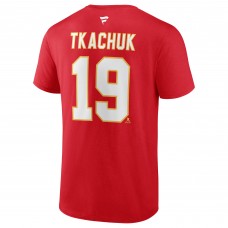 Calgary Flames Matthew Tkachuk Fanatics Red Authentic Stack Name & Number T-Shirt