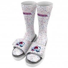 Colorado Avalanche ISlide Speckle Socks & Slide Sandals Bundle - White