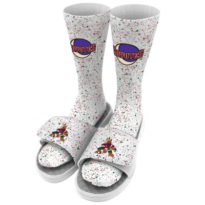 Arizona Coyotes ISlide Speckle Socks & Slide Sandals Bundle - White