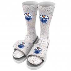 Edmonton Oilers ISlide Speckle Socks & Slide Sandals Bundle - White