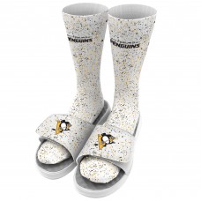 Pittsburgh Penguins ISlide Speckle Socks & Slide Sandals Bundle - White