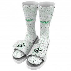 Dallas Stars ISlide Speckle Socks & Slide Sandals Bundle - White