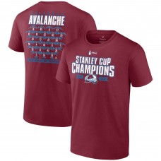 Футболка Colorado Avalanche 2022 Stanley Cup Champions Jersey Roster - Burgundy