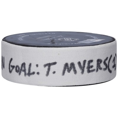 Шайба с автографом Tyler Myers Vancouver Canucks Fanatics Authentic Game-Used Goal from February 27, 2022 vs. New York Rangers
