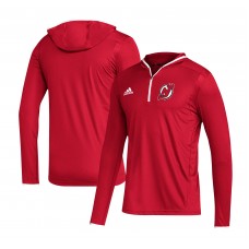 Футболка с длинным рукавом с капюшоном New Jersey Devils adidas Team - Red