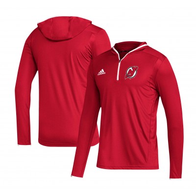 Футболка с длинным рукавом с капюшоном New Jersey Devils adidas Team - Red