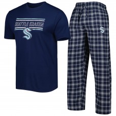 Спортивные штаны Футболка Seattle Kraken Concepts Sport Badge & Sleep Set - Navy/Gray