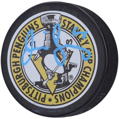 Шайба Autographed Pittsburgh Penguins Jaromir Jagr Fanatics Authentic 1991-1992 NHL Champs Logo