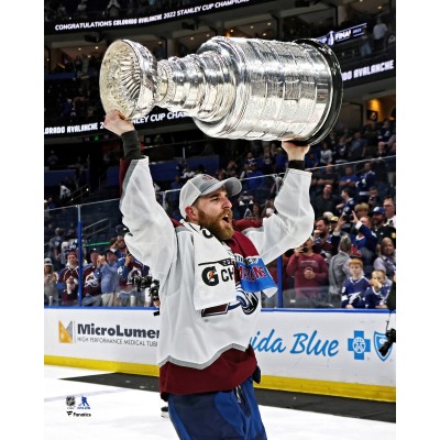 Unsigned Colorado Avalanche Devon Toews Fanatics Authentic 2022 Stanley Cup Champions Raising Cup Photograph