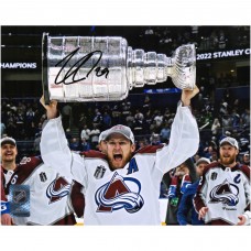 Autographed Colorado Avalanche Nathan MacKinnon Fanatics Authentic 2022 Stanley Cup Champions 8 x 10 Raising Cup Photograph