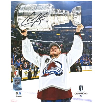 Autographed Colorado Avalanche Cale Makar Fanatics Authentic 2022 Stanley Cup Champions 8 x 10 Raising Cup Photograph