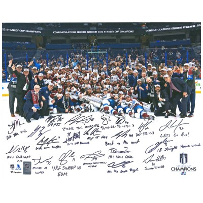 Multi-Signed Colorado Avalanche Fanatics Authentic 2022 Stanley Cup Champions 16 x 20 Team Photograph with Multiple Signatures and Inscriptions - Limited Edition of 99