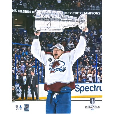 Autographed Colorado Avalanche Erik Johnson Fanatics Authentic 2022 Stanley Cup Champions 16 x 20 Raising Cup Photograph