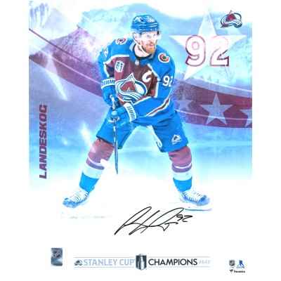 Autographed Colorado Avalanche Gabriel Landeskog Fanatics Authentic 2022 Stanley Cup Champions 16 x 20 Mountain Panel Photograph