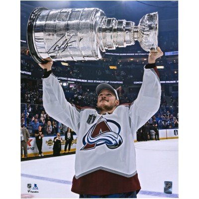 Autographed Colorado Avalanche Cale Makar Fanatics Authentic 2022 Stanley Cup Champions 16 x 20 Raising Cup Photograph